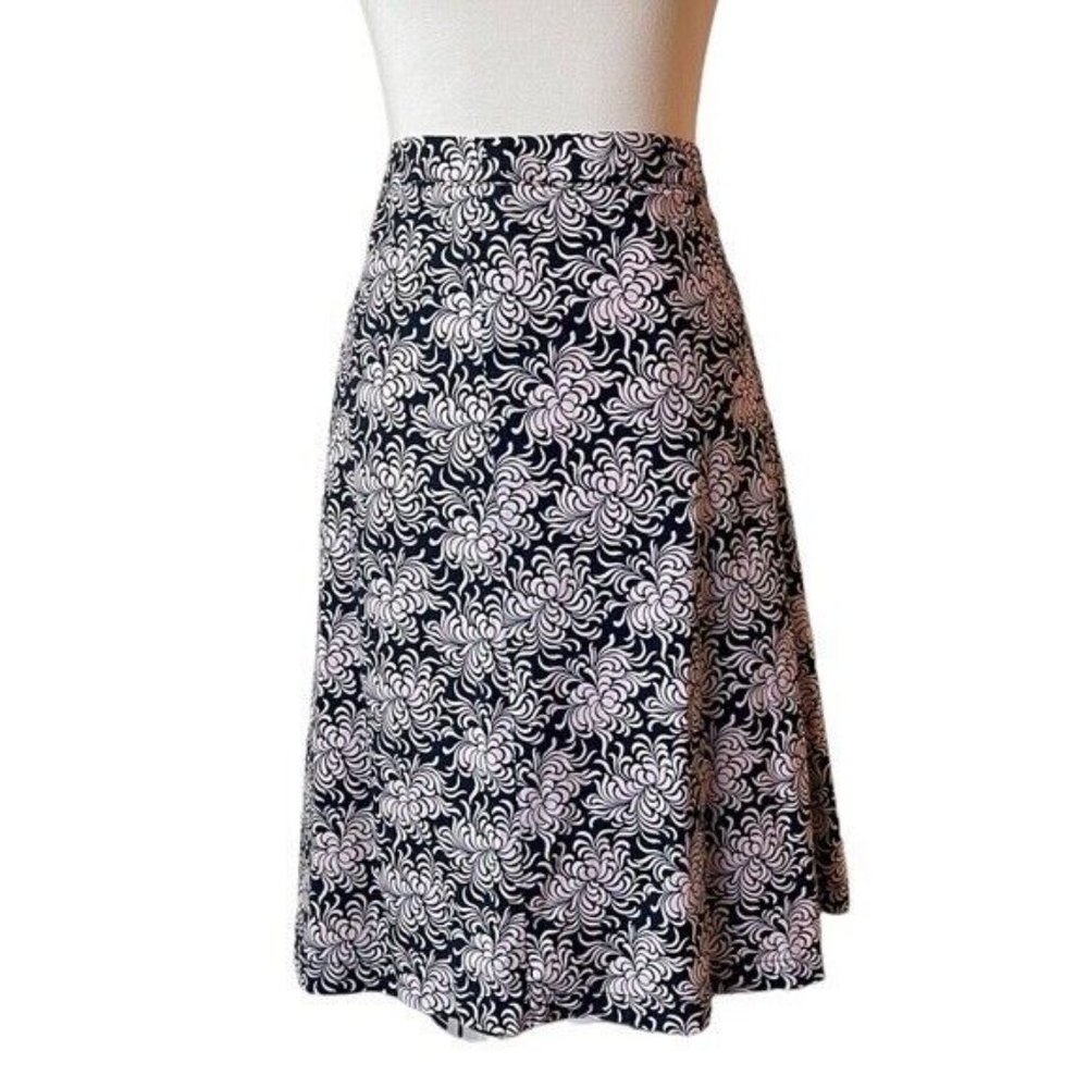 GAP Peach & Black Cotton Floral A-Line Skirt Womens Size 1
